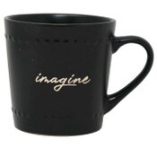 Wholesale - 16oz Matte Black Mug with Embossed Pattern and Debossed "Imagine" C/P 24, UPC: 195010148795